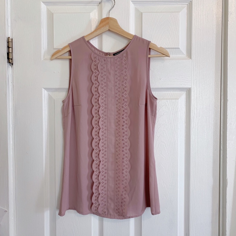 LAST CALL • WAREHOUSE Floral Sleeveless Mauve Top